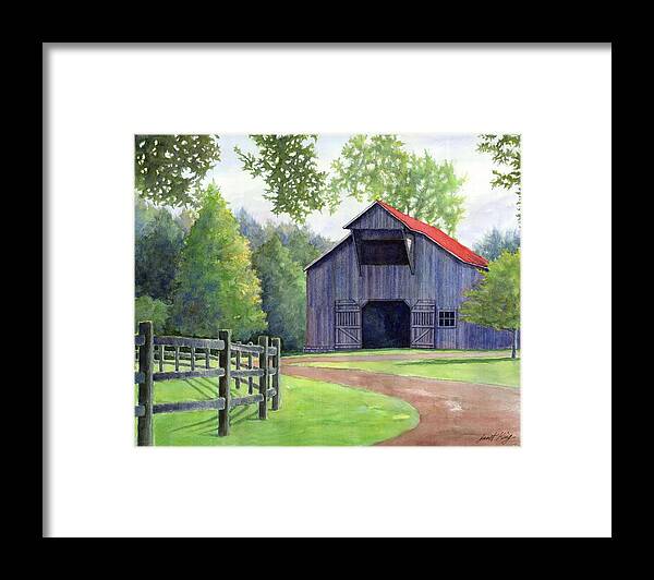 Barn Framed Print featuring the painting Boyd Mill Barn by Janet King