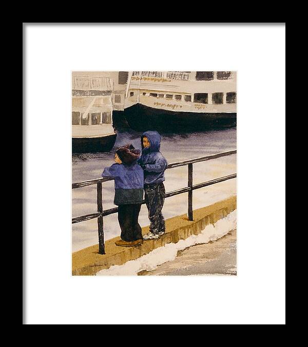 Boys Framed Print featuring the painting Boys n Boats by Lynn Babineau