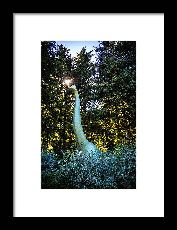 Oregon Framed Print featuring the photograph Brachiosaurus In Forest by Garry Gay