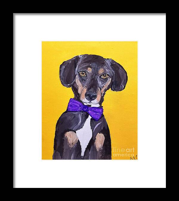 Pet Portrait Framed Print featuring the painting Brady Date With Paint Nov 20th by Ania M Milo