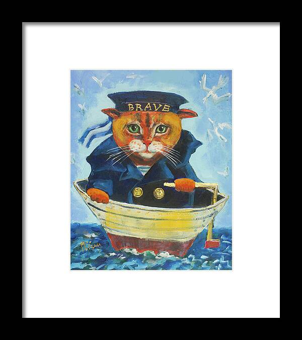 Cat Framed Print featuring the painting Brave by Maxim Komissarchik