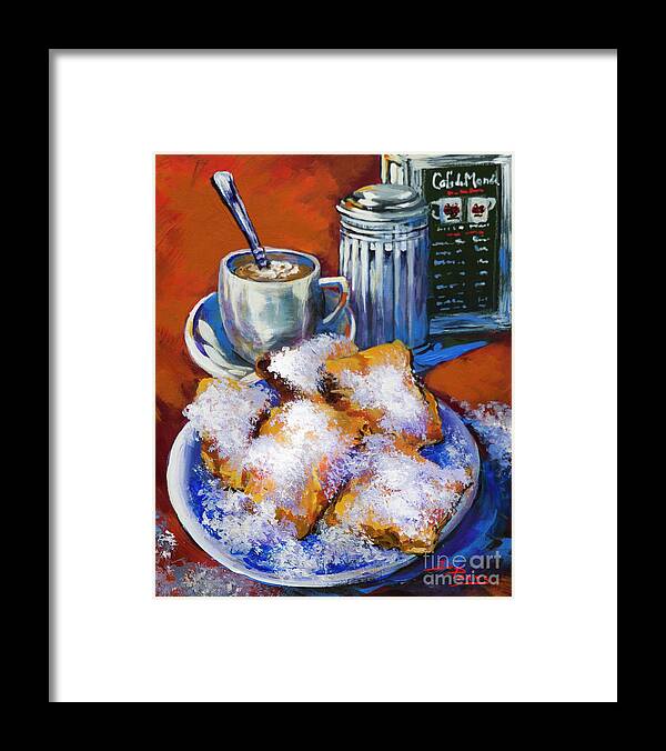 New Orleans Beignets Framed Print featuring the painting Breakfast at Cafe du Monde by Dianne Parks