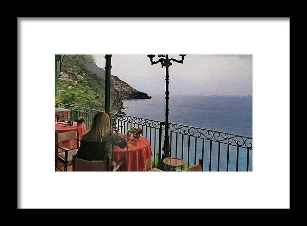 Positano Framed Print featuring the digital art Breakfast at Il San Pietro di Positano Italy by Russ Harris