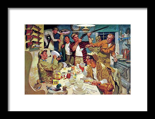 Outdoor Framed Print featuring the painting Breakfast At The Hunting Cabin by J Dwyer