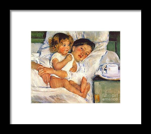 Breakfast Framed Print featuring the photograph Breakfast in Bed 1897 by Padre Art