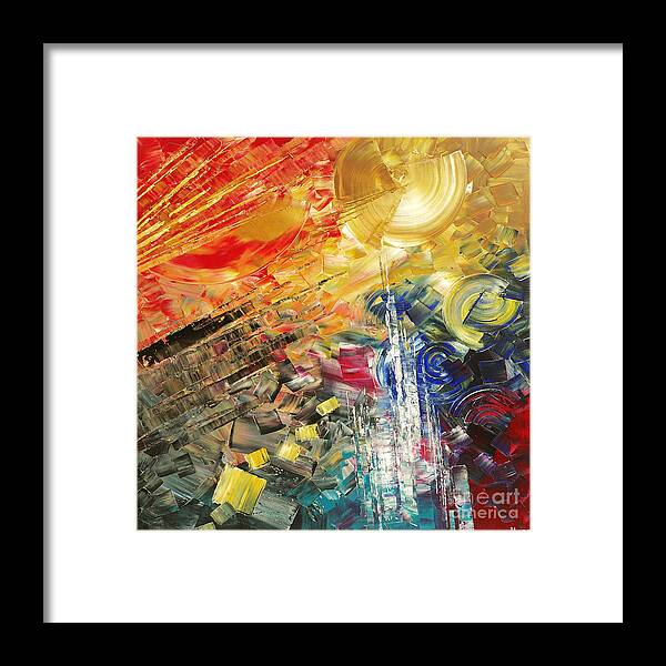 Abstract Framed Print featuring the painting Breakfast in Vegas by Tatiana Iliina
