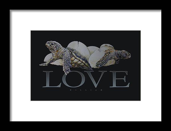 Loggerhead Turtle Framed Print featuring the painting Breaking Out by William Love