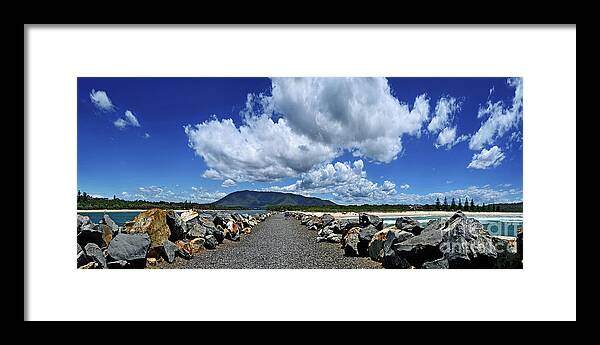 Breakwater Panorama Framed Print featuring the photograph Breakwater Panorama North Haven by Kaye Menner by Kaye Menner