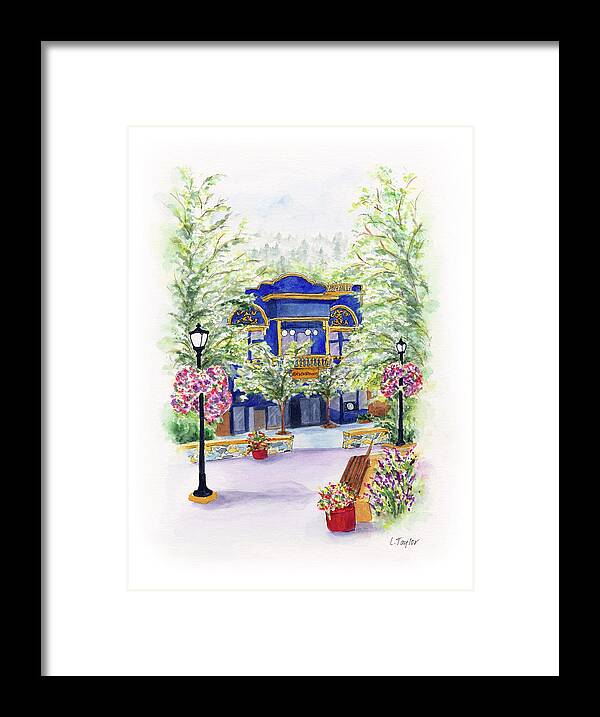 Small Town Framed Print featuring the painting Brickroom on the Plaza by Lori Taylor