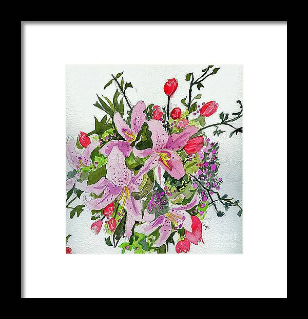 Lilies Framed Print featuring the painting Bridal Flowers by Jo Anna McGinnis