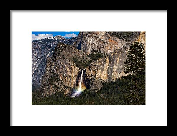 Yosemite National Park Framed Print featuring the photograph Bridalveil Falls Rainbow #3 by C Renee Martin