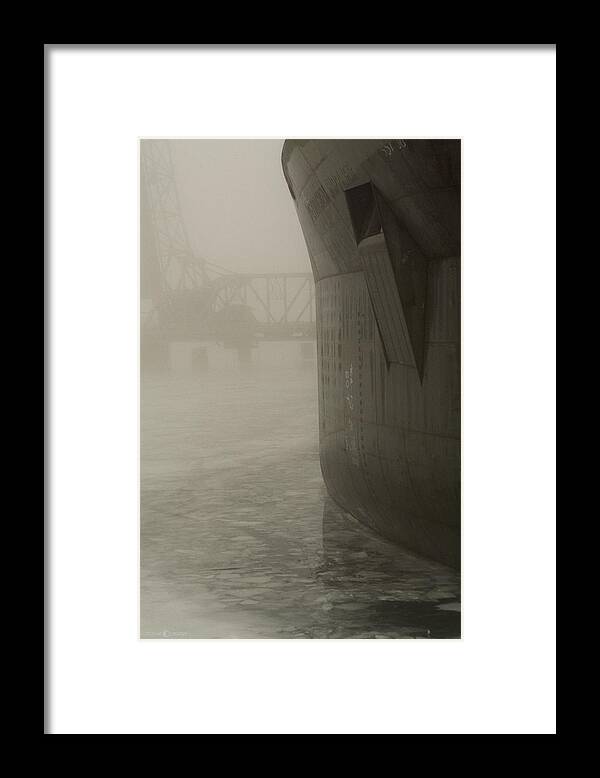 Water Framed Print featuring the photograph Bridge and Barge by Tim Nyberg
