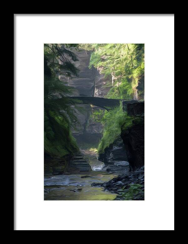 Dawn Framed Print featuring the photograph Bridge at Treman Gorge by Monroe Payne