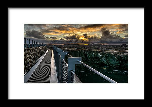 Bridge Framed Print featuring the photograph Bridge between continents - Iceland - Travel photography by Giuseppe Milo