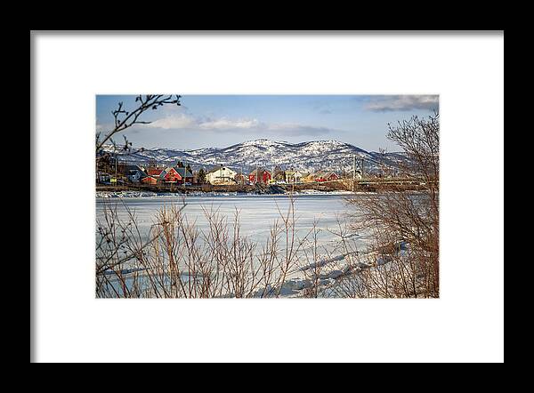 Landscape Framed Print featuring the photograph Bridge Over Altaelva River Alta Finnmark Norway by Adam Rainoff