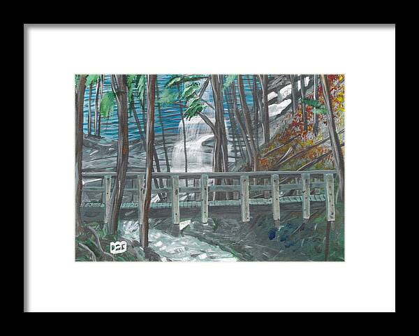 Bridge Framed Print featuring the painting Bridge to Sherman Falls by David Bigelow