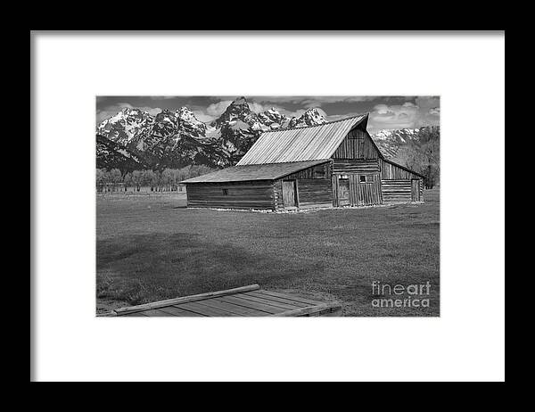 Black And White Framed Print featuring the photograph Bridge To The Barn Black And White by Adam Jewell