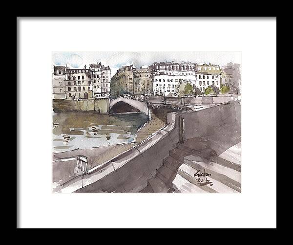 Paris Framed Print featuring the painting Bridging the Seine by Gaston McKenzie