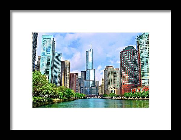 Chicago Framed Print featuring the photograph Bright Sunny Chicago Day by Frozen in Time Fine Art Photography