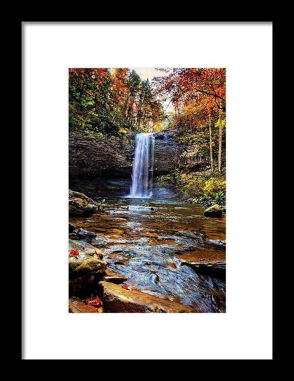 Appalachia Framed Print featuring the photograph Brilliant Fall Waterfall at Cloudland Canyon by Debra and Dave Vanderlaan