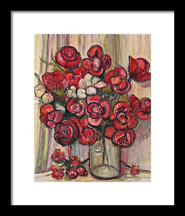 Brilliant Red Flower Oil Pastel by Beverly Trivane