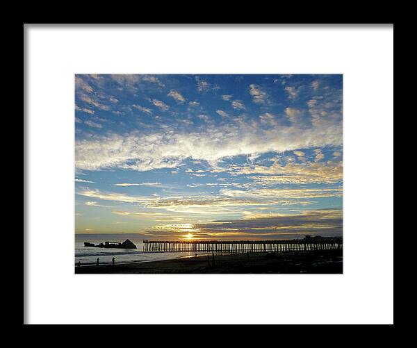 Cement Ship Framed Print featuring the photograph Brilliant Sunset Seacliff, CA by Amelia Racca