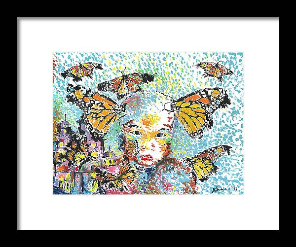 Monarch Butterflies Framed Print featuring the painting Bring her home safely, Morelia- Sombra de Arreguin by Doug Johnson