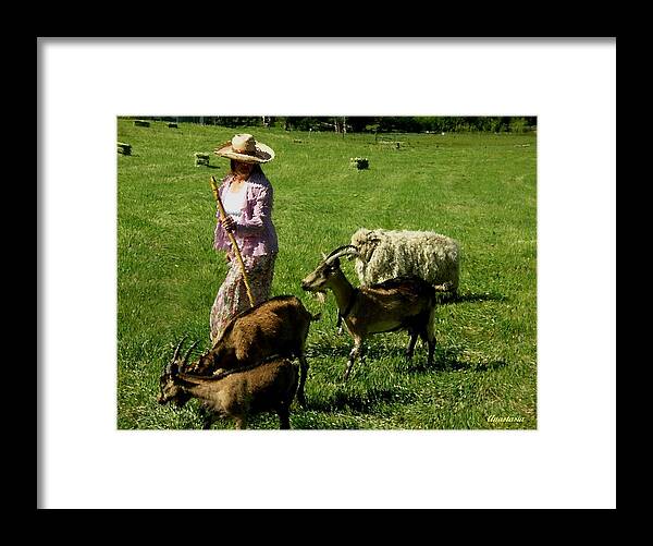Western Landscape Framed Print featuring the painting Bringing Home The Flock by Anastasia Savage Ealy