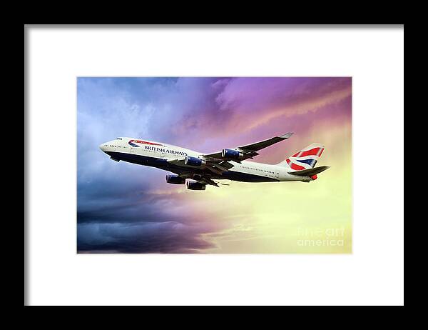British Airways Framed Print featuring the digital art British Airways Boeing 747-400 by Airpower Art