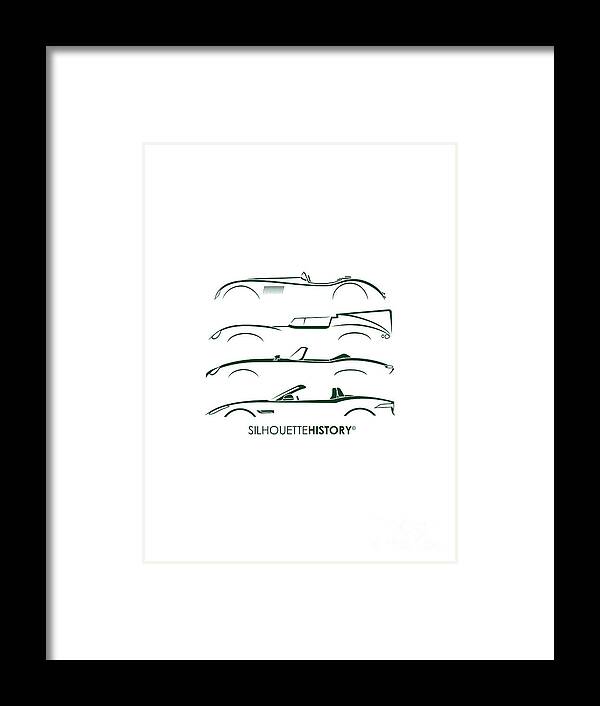 Sports Cars Framed Print featuring the digital art British Alphabet SilhouetteHistory by Gabor Vida