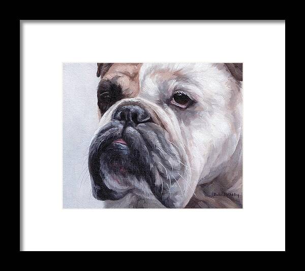 Dog Framed Print featuring the painting British Bulldog Painting by Rachel Stribbling