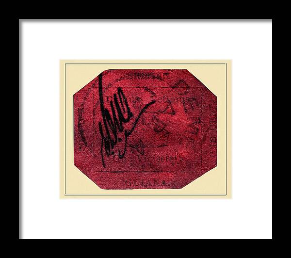 British Guiana One Cent Magenta Framed Print featuring the photograph British Guiana One Cent Magenta by Andrew Fare