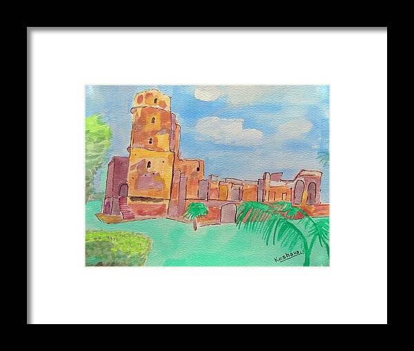 Gadar Framed Print featuring the painting British Residency Lucknow by Keshava Shukla