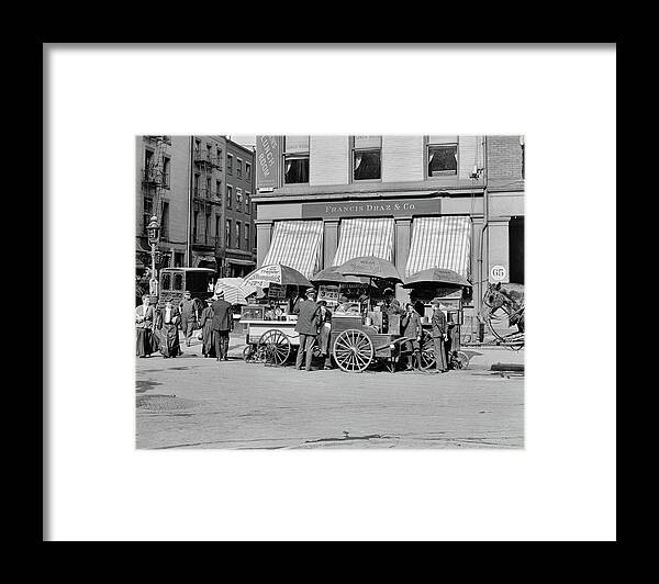 Lunch Cart Framed Print featuring the photograph Broad St. Lunch Carts New York by Anthony Murphy
