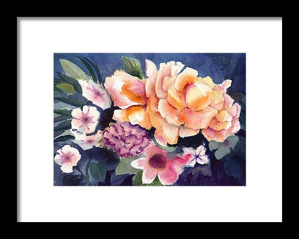 Flowers Painted As A Negative Image Framed Print featuring the painting Brocade Flowers by Mimi Boothby