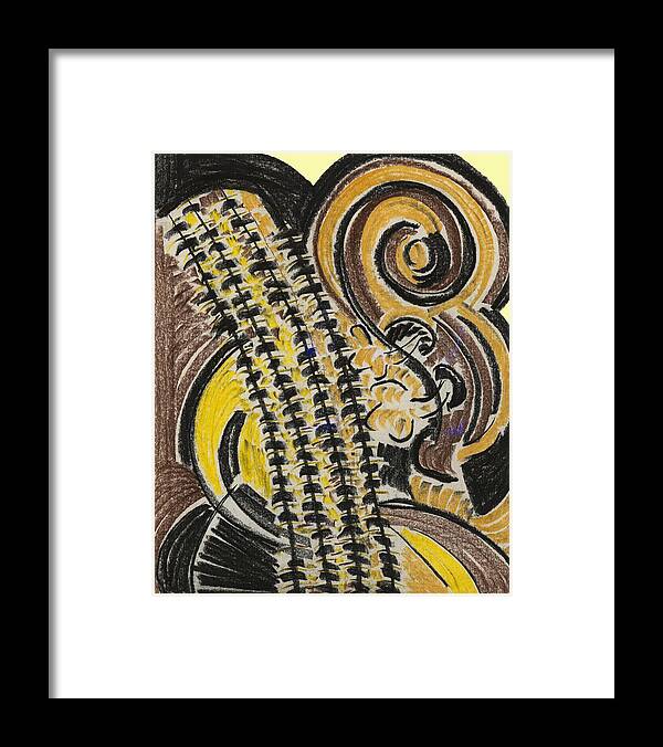 Bass Painting Framed Print featuring the pastel Broken Bass Dyptic 1 by Diallo House