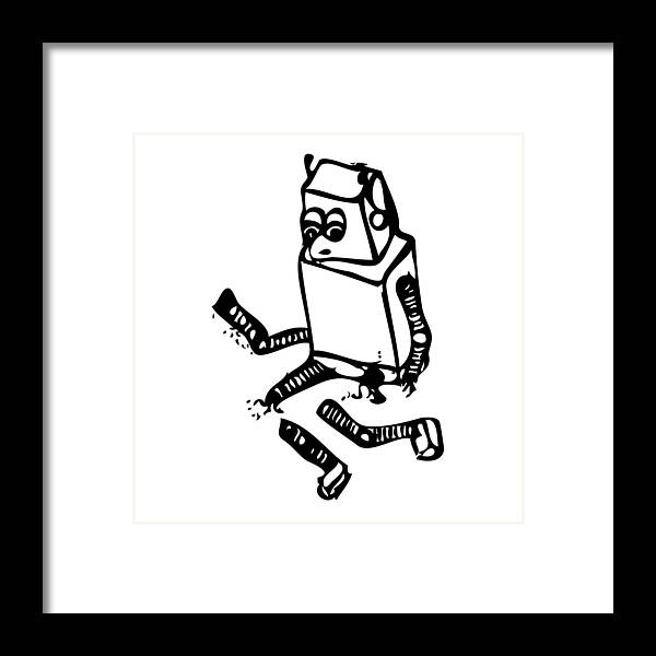Drawing Framed Print featuring the drawing Broken Robot by Karl Addison