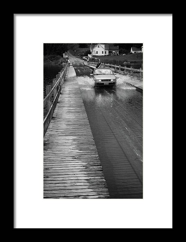America Framed Print featuring the photograph Brookfield, Vt - Floating Bridge BW by Frank Romeo