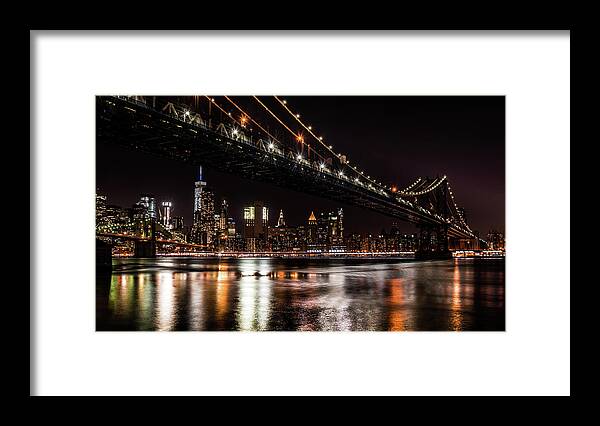 Brooklyn And Manhattan Bridge Framed Print featuring the photograph Brooklyn and Manhattan Bridge by Jaime Mercado