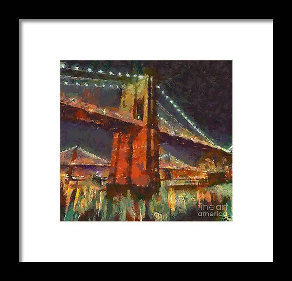 Brooklyn Framed Print featuring the painting Brooklyn Bridge by Dragica Micki Fortuna