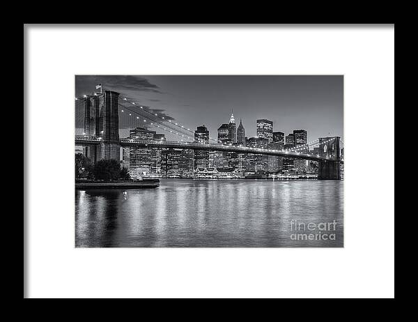 Clarence Holmes Framed Print featuring the photograph Brooklyn Bridge Twilight II by Clarence Holmes