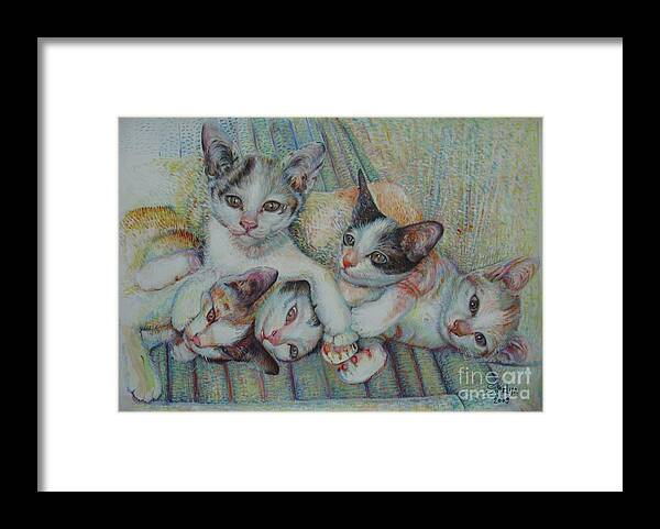 Cats Framed Print featuring the painting Brothers and Sisters by Sukalya Chearanantana