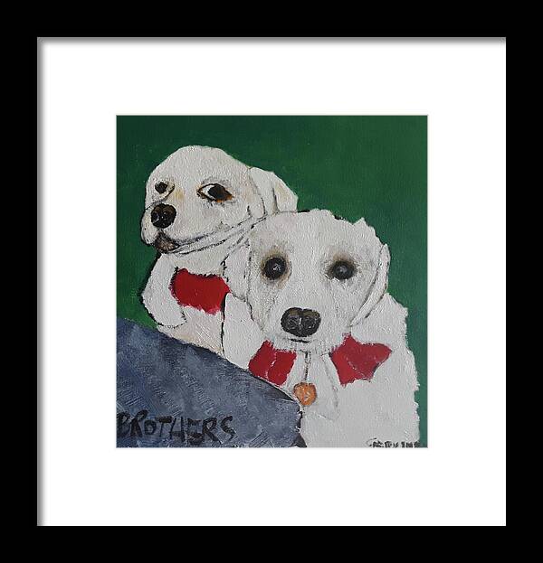 Pets Framed Print featuring the painting Brothers by Gabby Tary