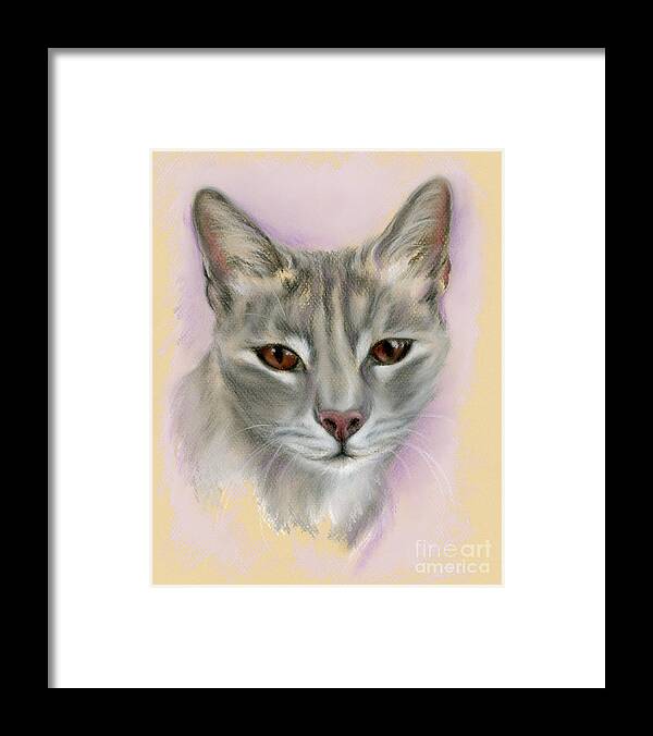 Cat Framed Print featuring the pastel Brown Eyed Girl by MM Anderson