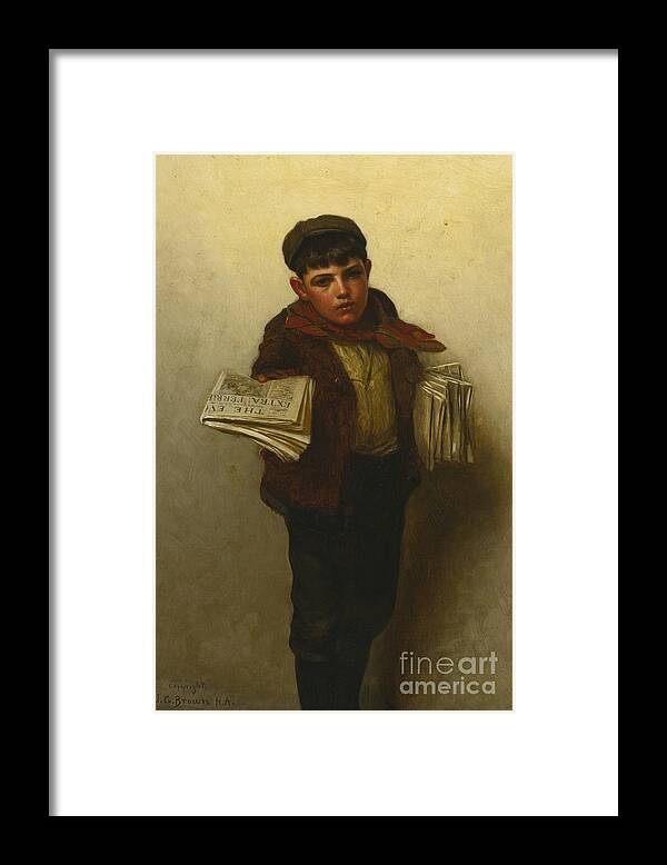 John George Brown 1831 - 1913 Ust Out Framed Print featuring the painting Brown by MotionAge Designs