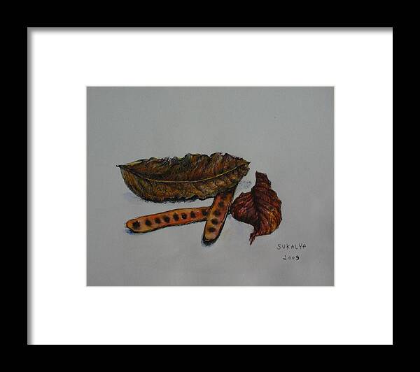 Brown Framed Print featuring the painting Brown of Leafs and Seeds by Sukalya Chearanantana
