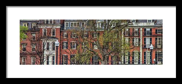 Brownstones Framed Print featuring the photograph Brownstone Panoramic - Beacon Street Boston by Joann Vitali