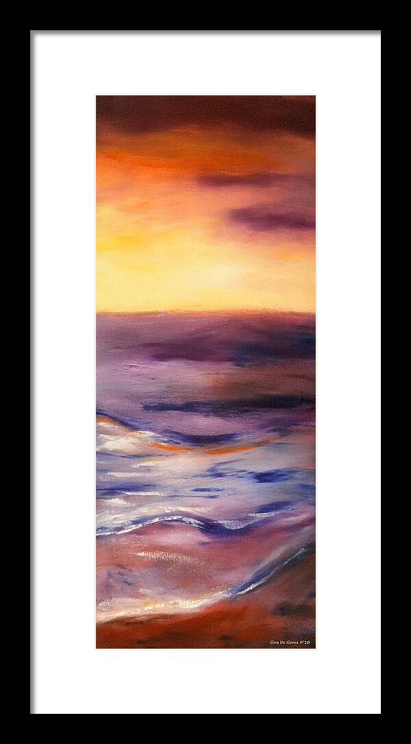 Sunset Paintings Framed Print featuring the painting Brushed 6 - Vertical Sunset by Gina De Gorna