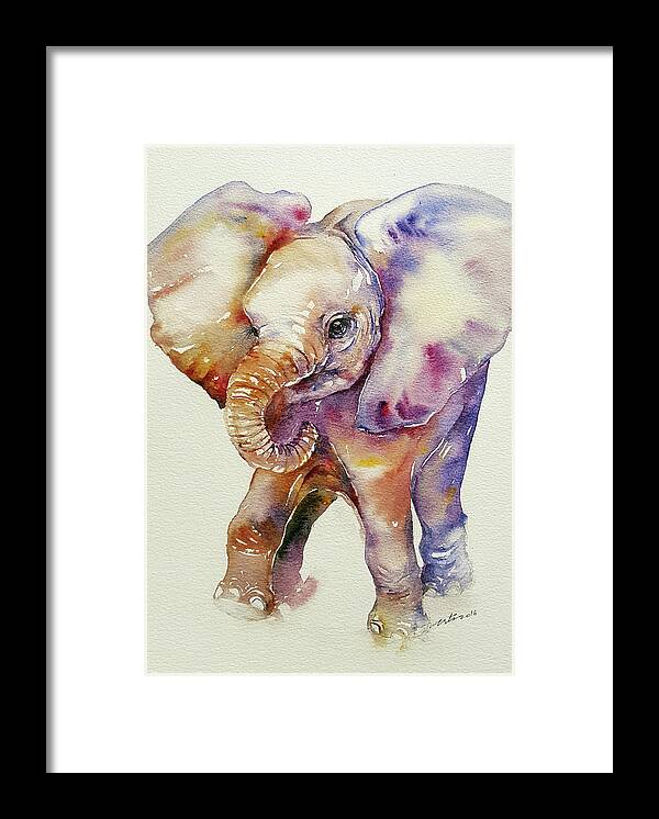 Baby Elephant Framed Print featuring the painting Bubbles Baby Elephant by Arti Chauhan