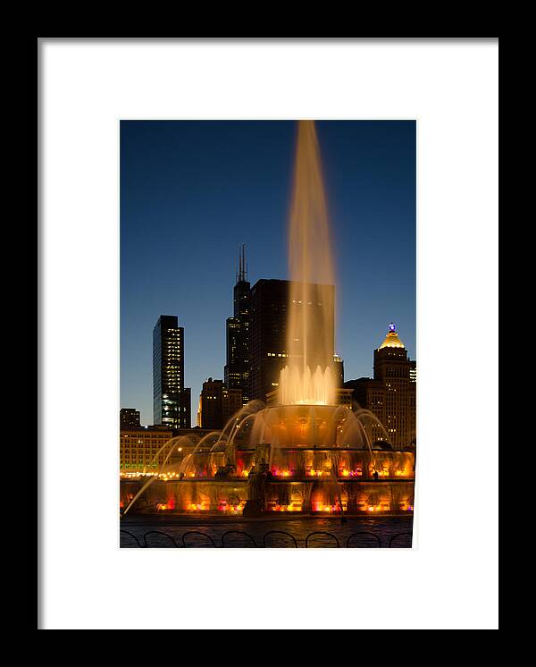Buckingham Fountain Framed Print featuring the photograph Night Time at Buckingham Fountain by Tom Potter